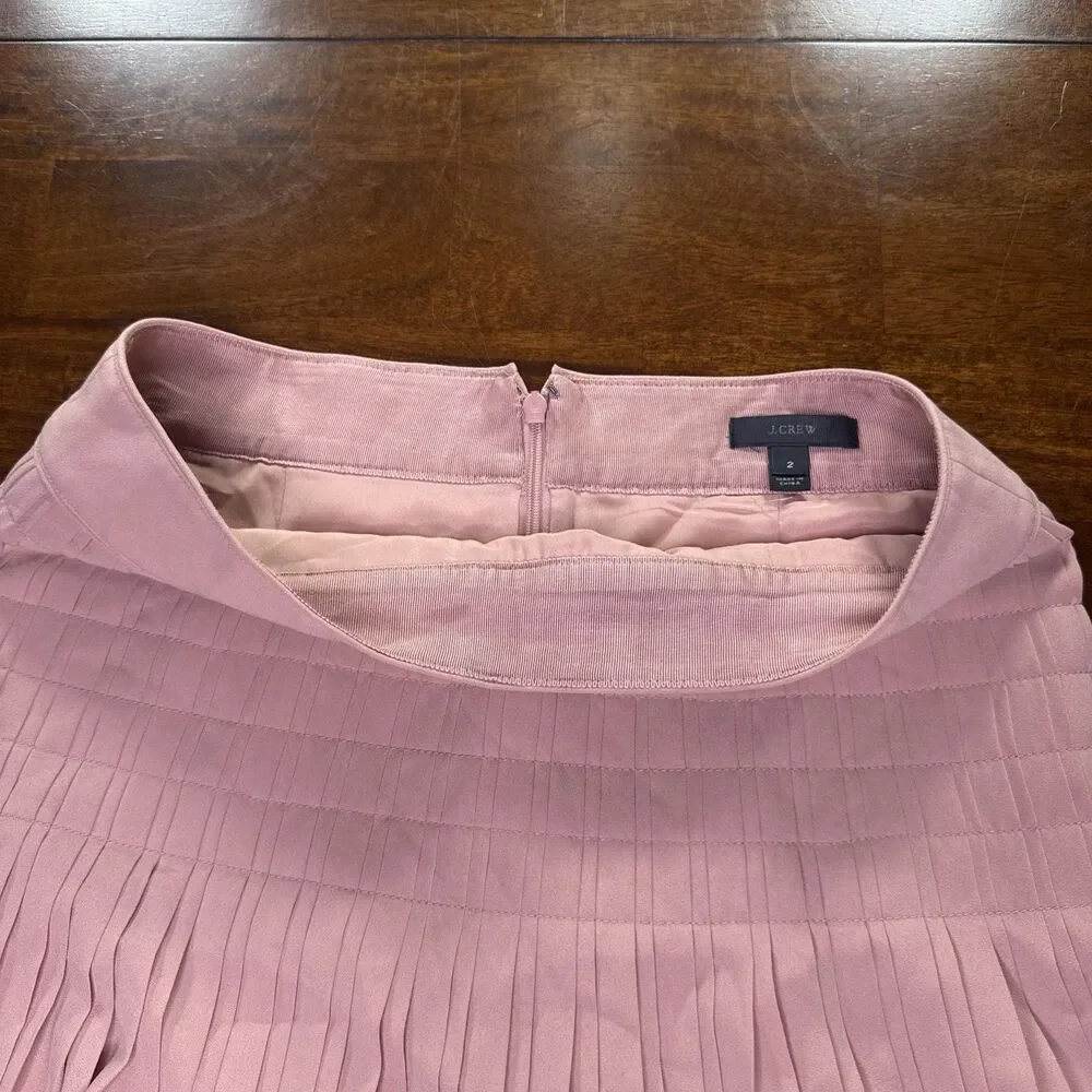 JCrew Dusty Rose Pink Flared Pleated Mini Skirt Womens Size 2 Short Tiered A-Lin
